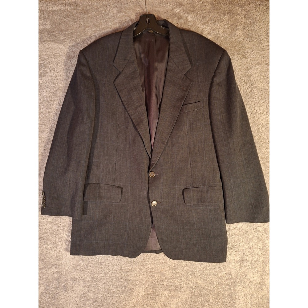 Bill Blass Blazer Grey 100% Pure Wool Two Button SportCoat 45 in. Chest VTG USA